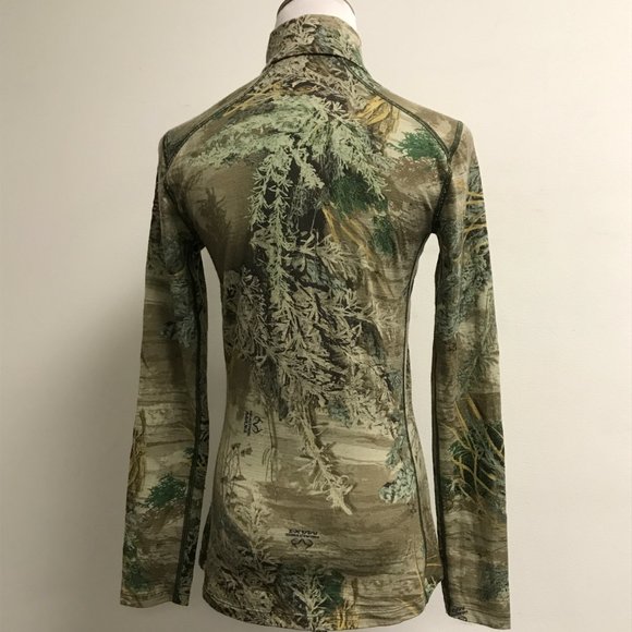 Icebreaker 200 green brown nature print quarter zip top realtree max1 M - Picture 4 of 8